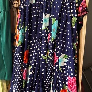 Polka Dot Floral Maxi Skirt